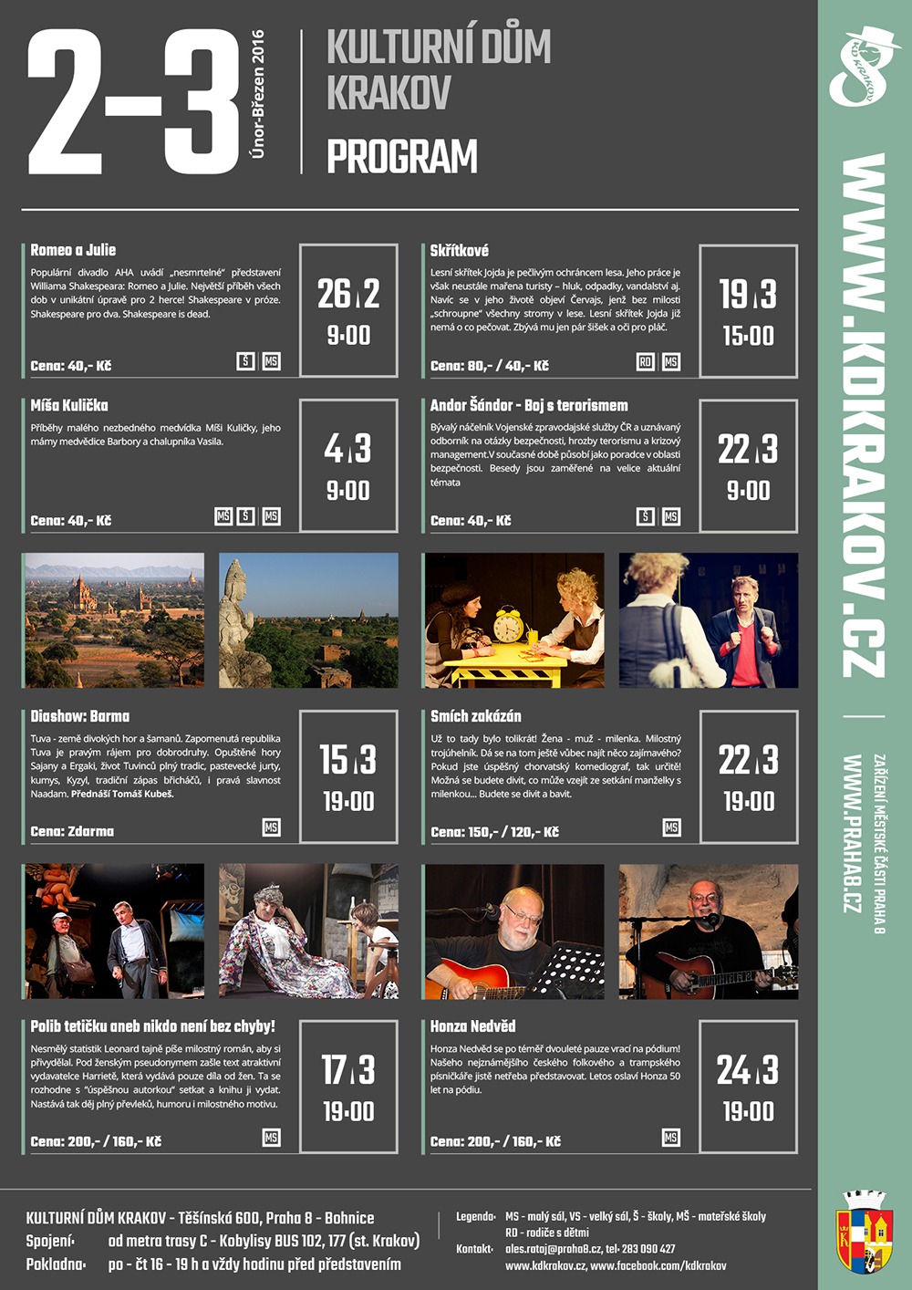 Program KD Krakov - únor a březen